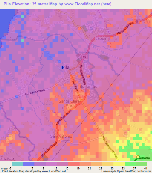 Pila,Philippines Elevation Map