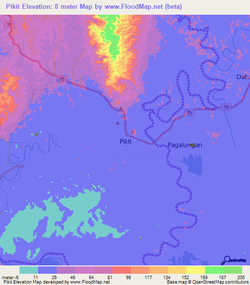 Pikit,Philippines Elevation Map