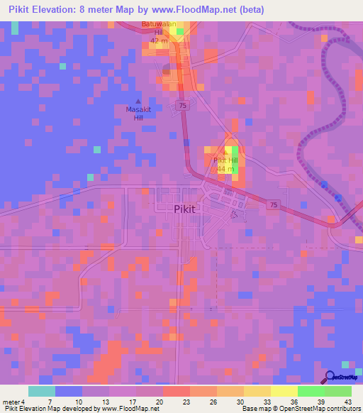 Pikit,Philippines Elevation Map