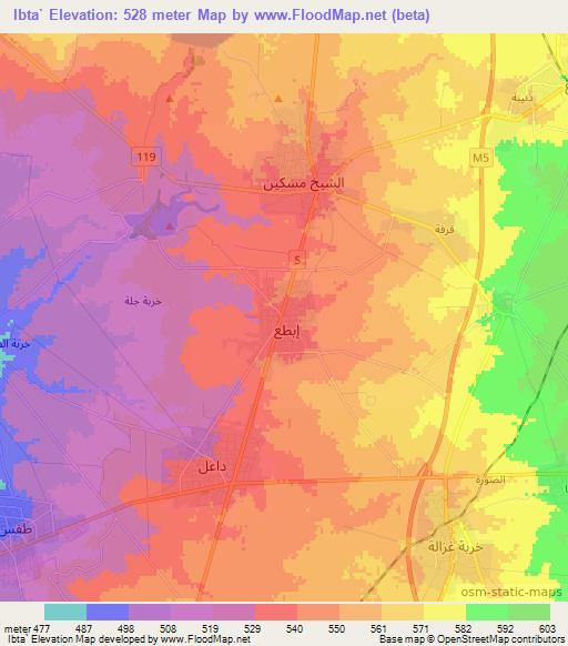 Ibta`,Syria Elevation Map