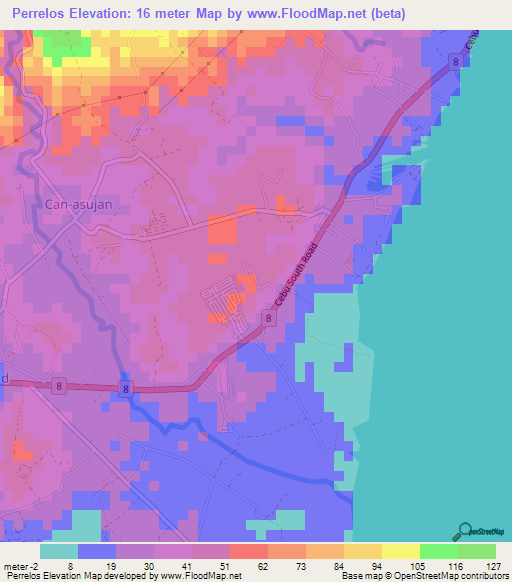 Perrelos,Philippines Elevation Map