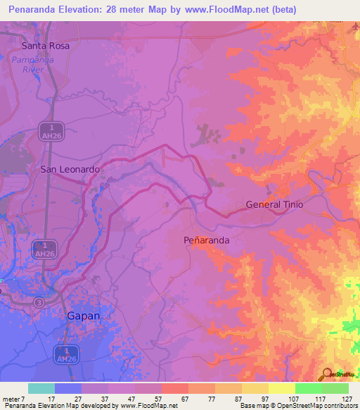 Penaranda,Philippines Elevation Map