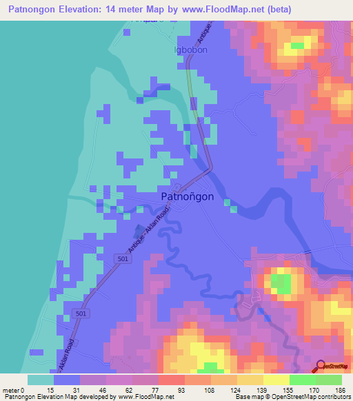 Patnongon,Philippines Elevation Map