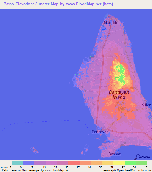 Patao,Philippines Elevation Map