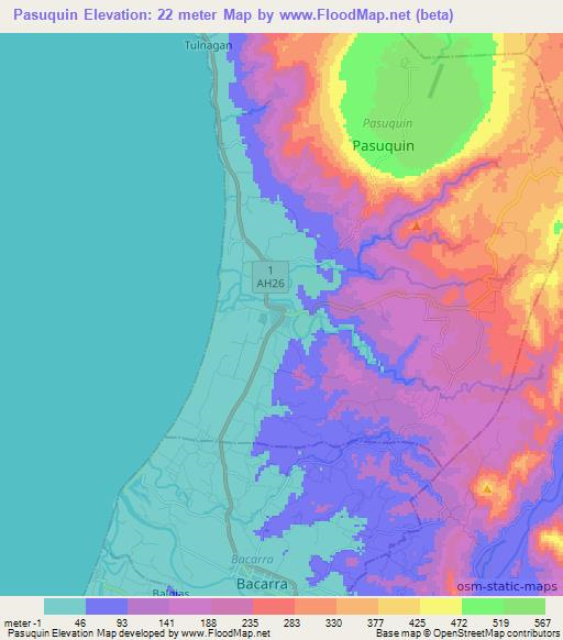 Pasuquin,Philippines Elevation Map