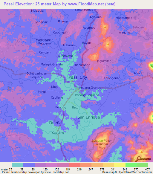 Passi,Philippines Elevation Map