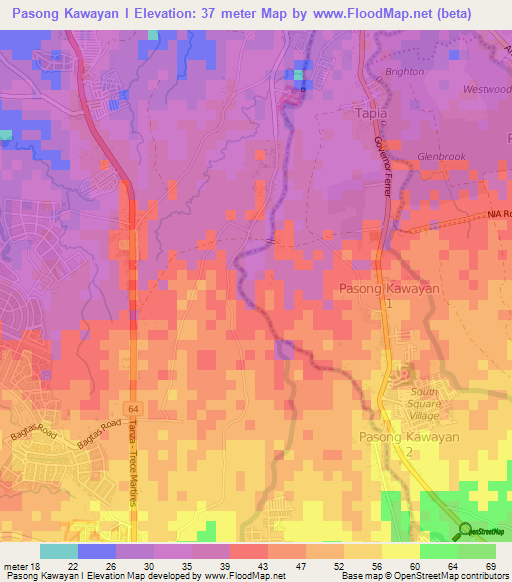 Pasong Kawayan I,Philippines Elevation Map