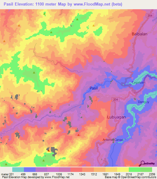 Pasil,Philippines Elevation Map