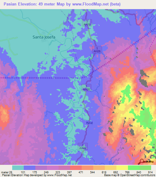 Pasian,Philippines Elevation Map