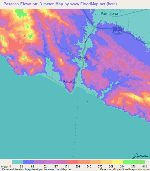 Pasacao,Philippines Elevation Map