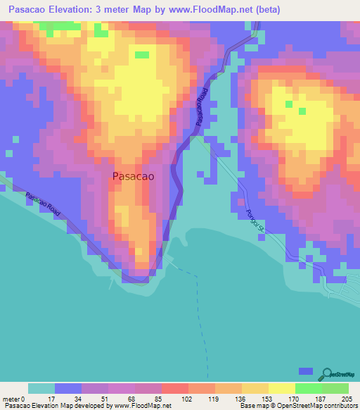 Pasacao,Philippines Elevation Map