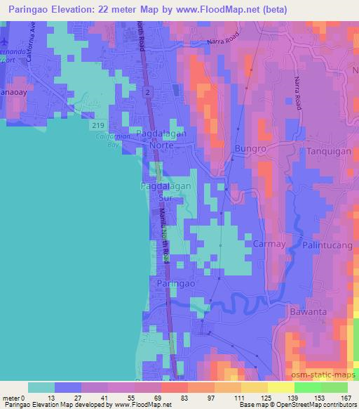 Paringao,Philippines Elevation Map