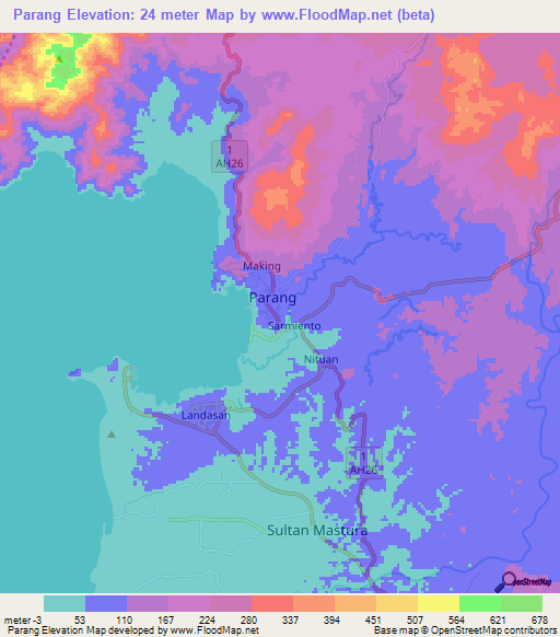 Parang,Philippines Elevation Map