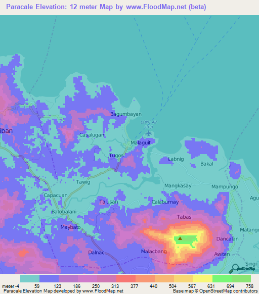 Paracale,Philippines Elevation Map