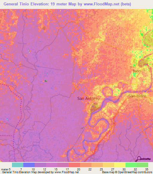General Tinio,Philippines Elevation Map