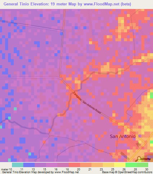 General Tinio,Philippines Elevation Map