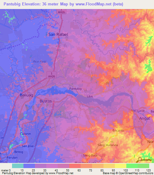 Pantubig,Philippines Elevation Map