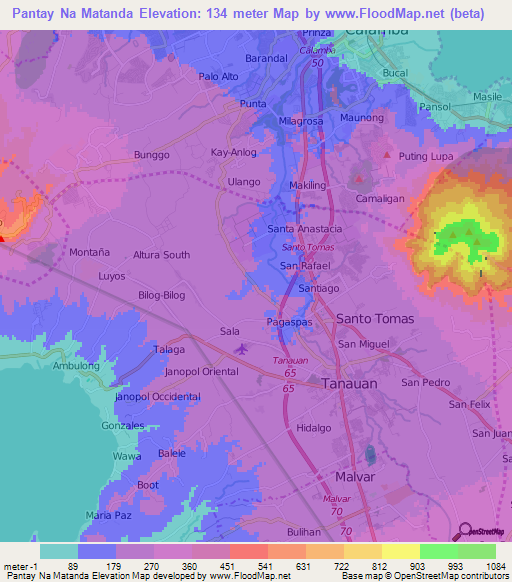 Pantay Na Matanda,Philippines Elevation Map