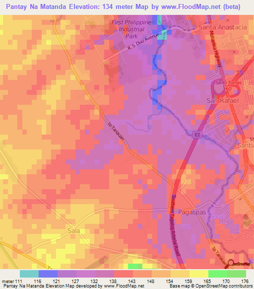 Pantay Na Matanda,Philippines Elevation Map
