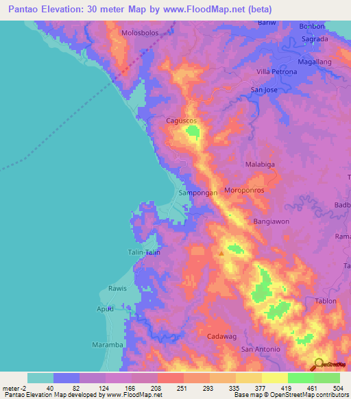 Pantao,Philippines Elevation Map