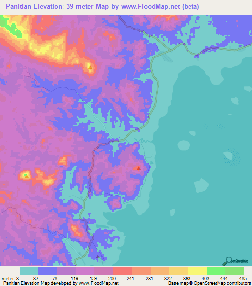 Panitian,Philippines Elevation Map