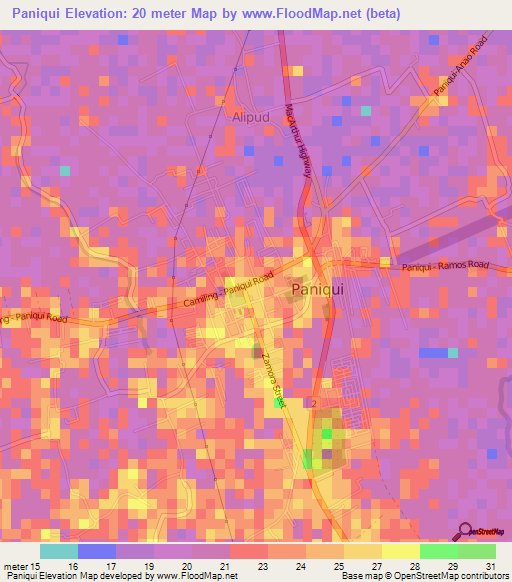 Paniqui,Philippines Elevation Map