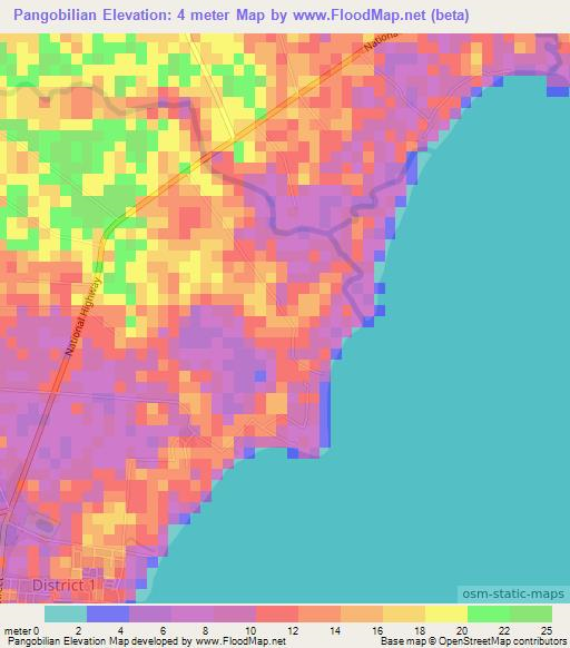 Pangobilian,Philippines Elevation Map