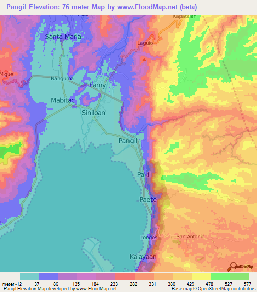 Pangil,Philippines Elevation Map