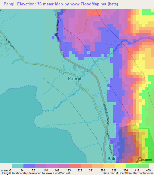 Pangil,Philippines Elevation Map