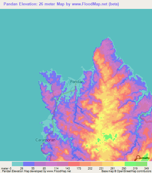 Pandan,Philippines Elevation Map
