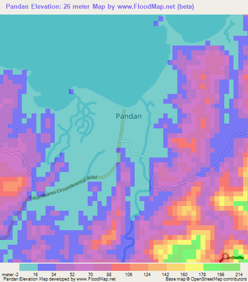 Pandan,Philippines Elevation Map