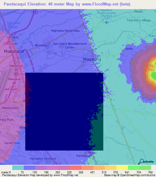 Pandacaqui,Philippines Elevation Map