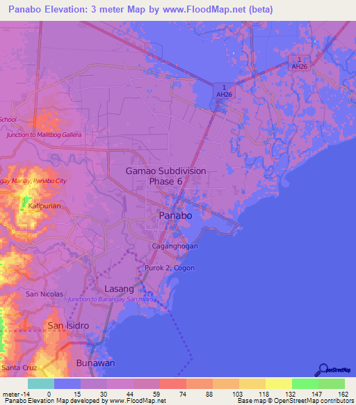 Panabo,Philippines Elevation Map