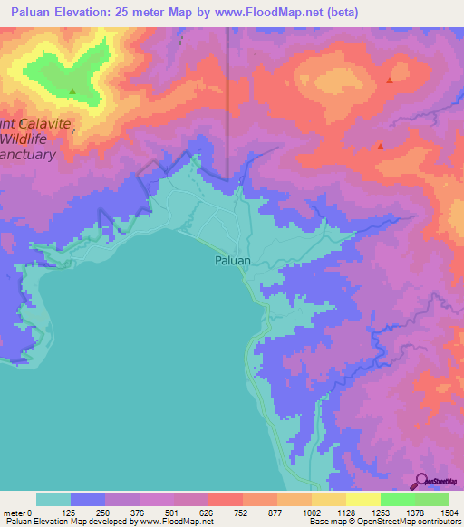 Paluan,Philippines Elevation Map
