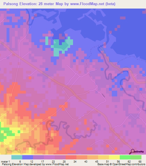 Palsong,Philippines Elevation Map