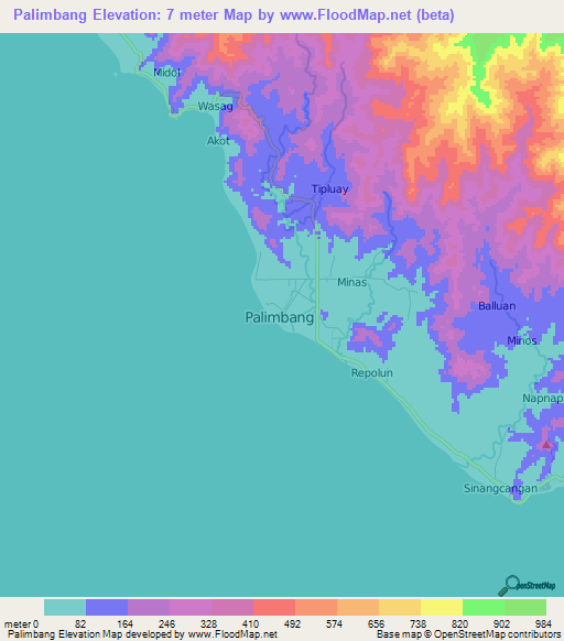 Palimbang,Philippines Elevation Map