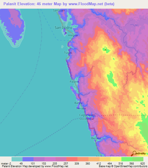 Palanit,Philippines Elevation Map