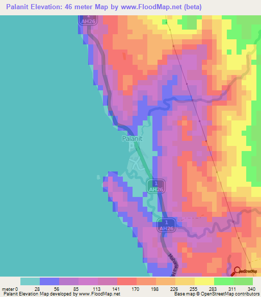 Palanit,Philippines Elevation Map