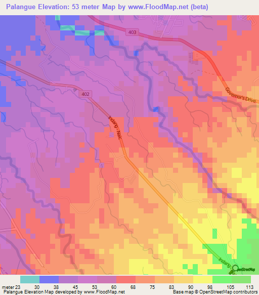 Palangue,Philippines Elevation Map