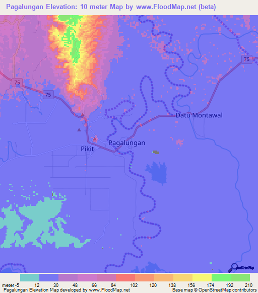 Pagalungan,Philippines Elevation Map