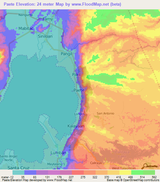 Paete,Philippines Elevation Map