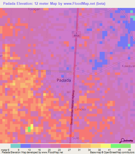 Padada,Philippines Elevation Map