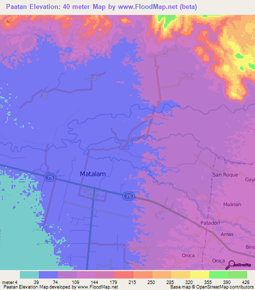 Paatan,Philippines Elevation Map