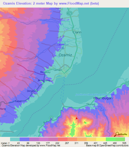 Ozamis,Philippines Elevation Map