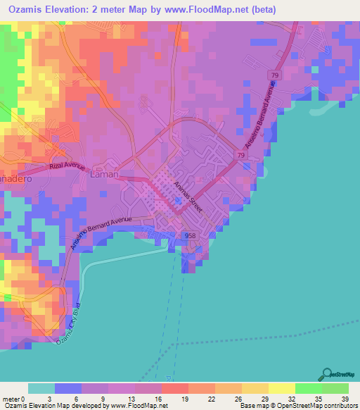 Ozamis,Philippines Elevation Map
