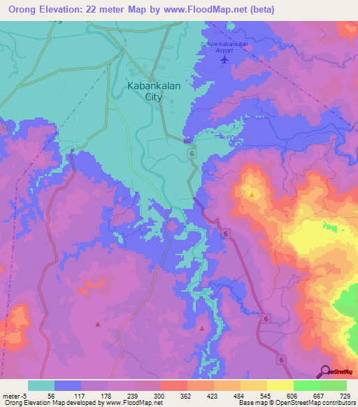 Orong,Philippines Elevation Map
