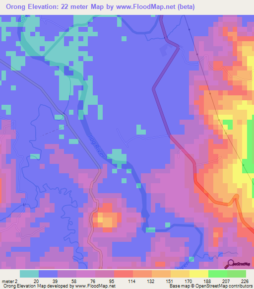 Orong,Philippines Elevation Map