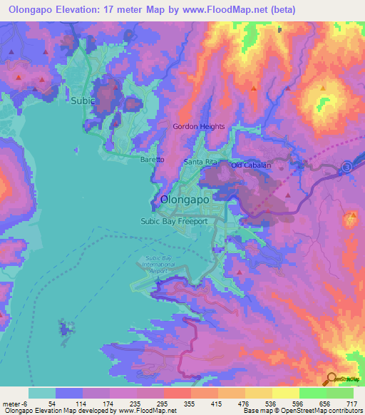 Olongapo,Philippines Elevation Map