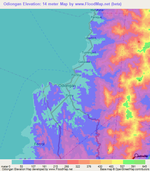 Odiongan,Philippines Elevation Map
