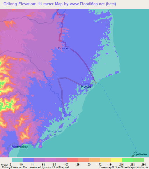 Odiong,Philippines Elevation Map